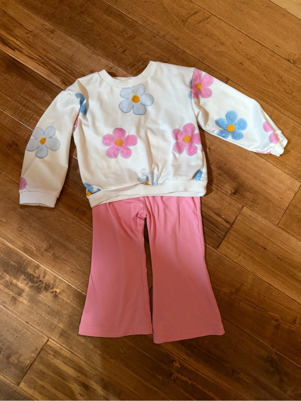SHEIN White Floral Sweatshirt with Pink Pajama Pants
